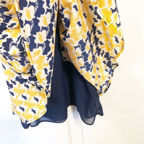 LIVING DOLL vintage yellow blue pocket dress M - Picture 5 of 8